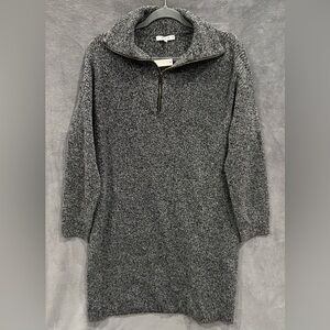 Madewell 1/2 Zip Sweater Dress Heather Gray Wool Blend Women’s Size Medium NWT